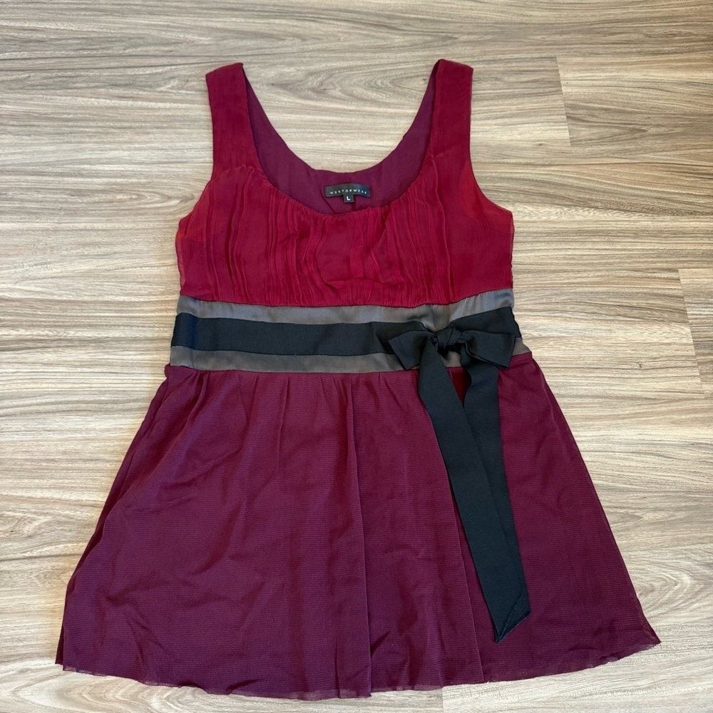 Vintage Weston Wear Deep Red/Purple/Gray/Black Bow Top